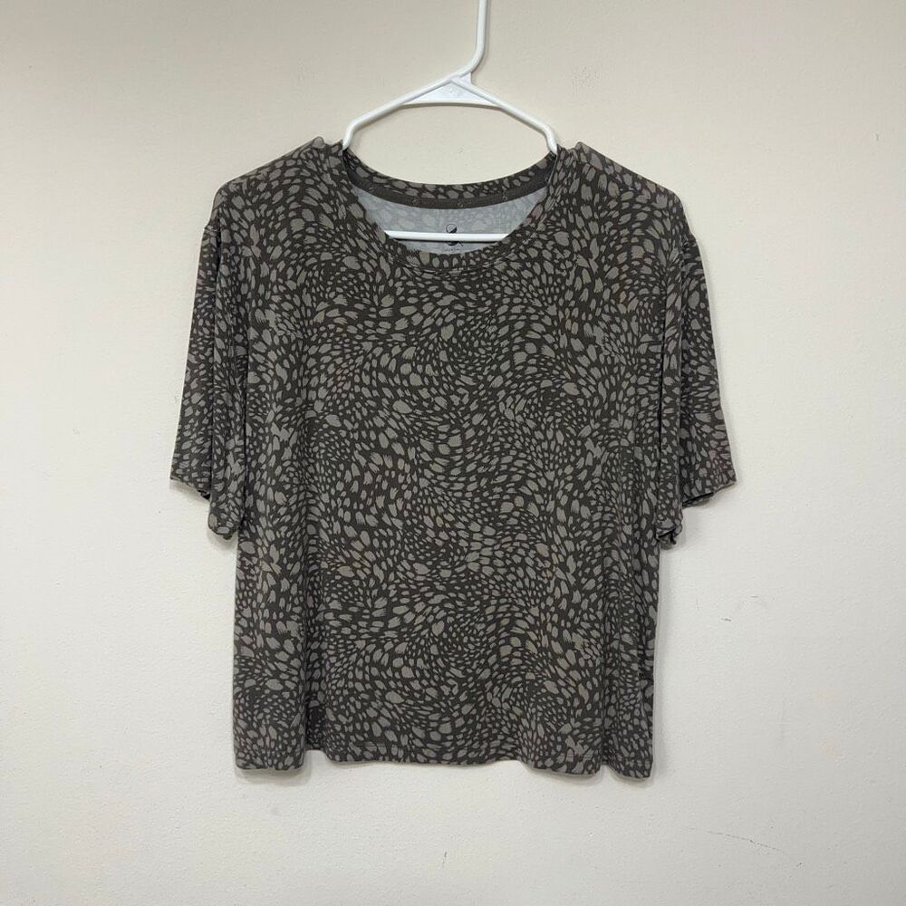Lou & Grey Womens Animal Print Soft Modal Short Sleeve T-Shirt Gray Size Medium